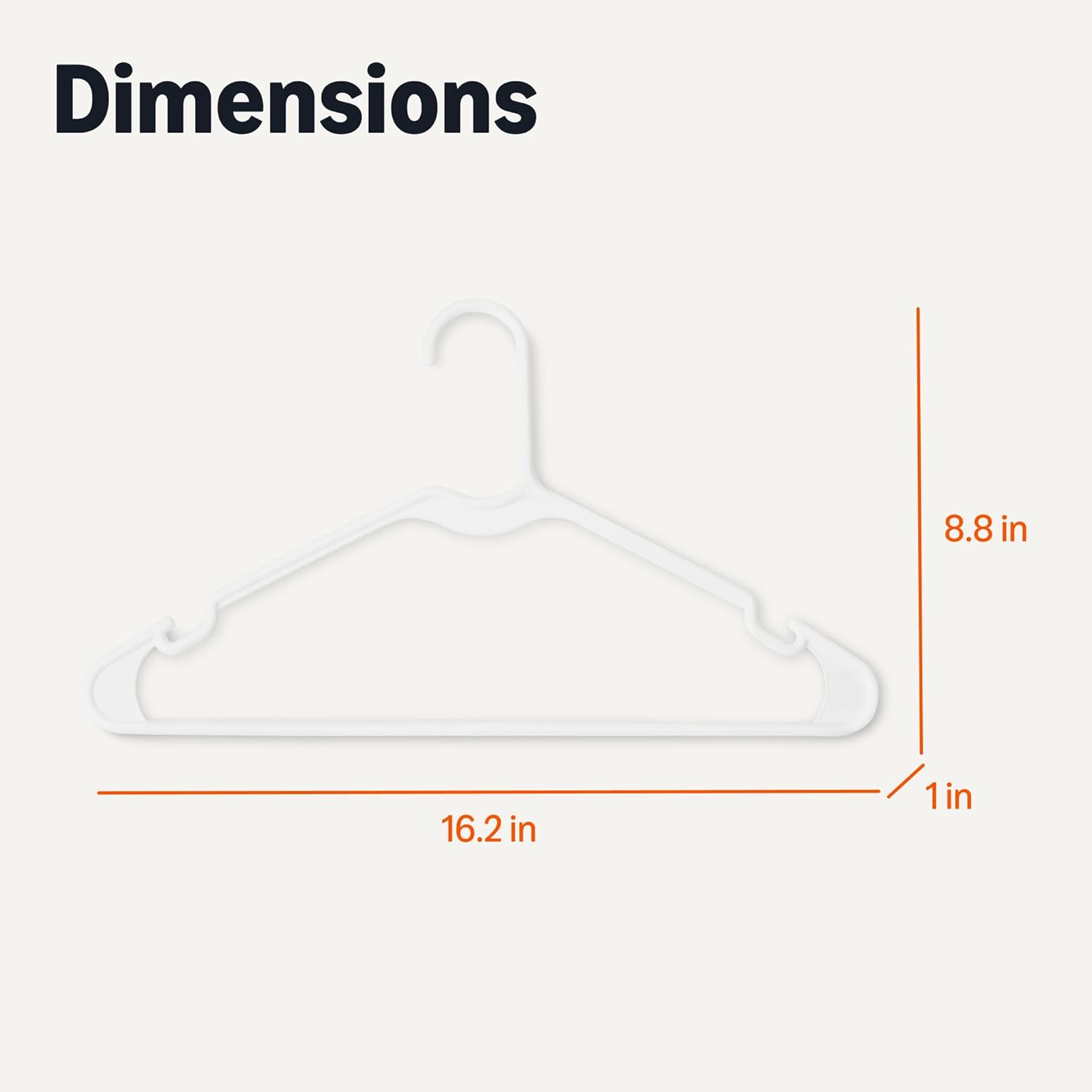 Amazon Basics Plastic Clothes Hangers. Adult Size. White. Pack of 50