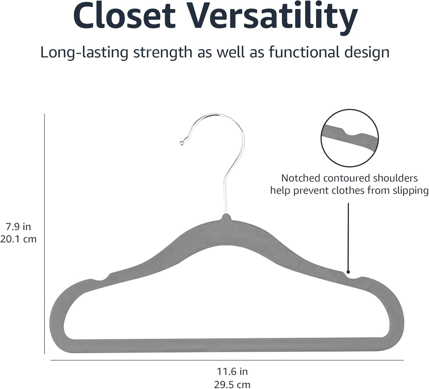 Amazon Basics Kids Velvet. Non-Slip Clothes Hangers (baby/toddler). 11.6 inches (for baby clothes). Pack of 30. Gray
