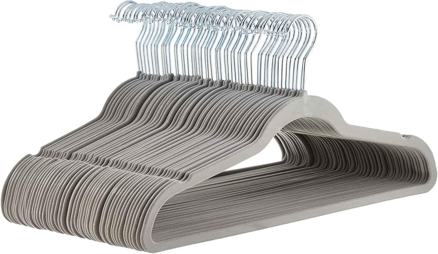 Amazon Basics Slim. Velvet. Non-Slip Suit Clothes Hangers. Gray/Silver - Pack of 50