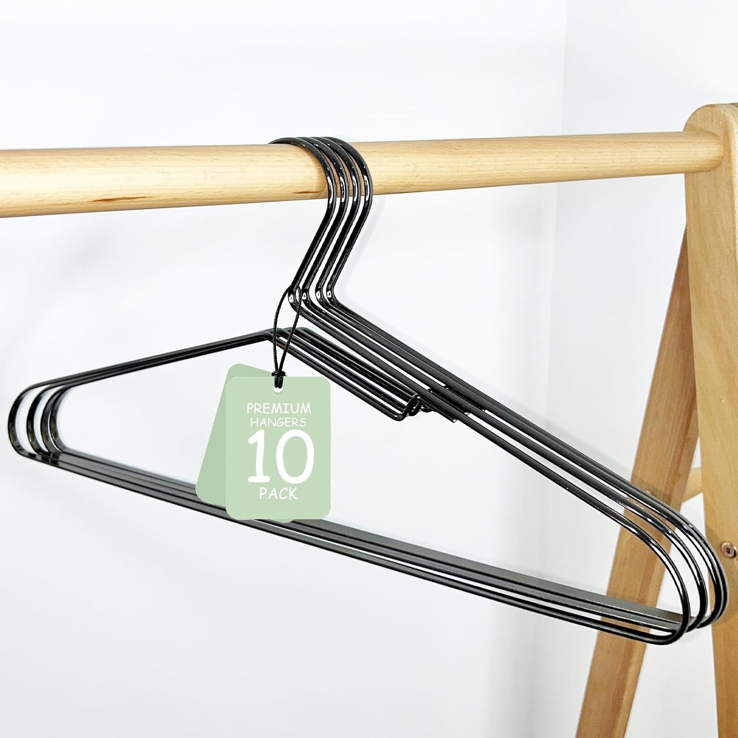 17-Inch Metal Clothes Hangers. Pack of 10 | Slim Stainless Steel Hangers for Space Saving Closet Organization | Heavy Duty & Rust-Proof for Shirts. Sweaters. Suits | Black (43cm)