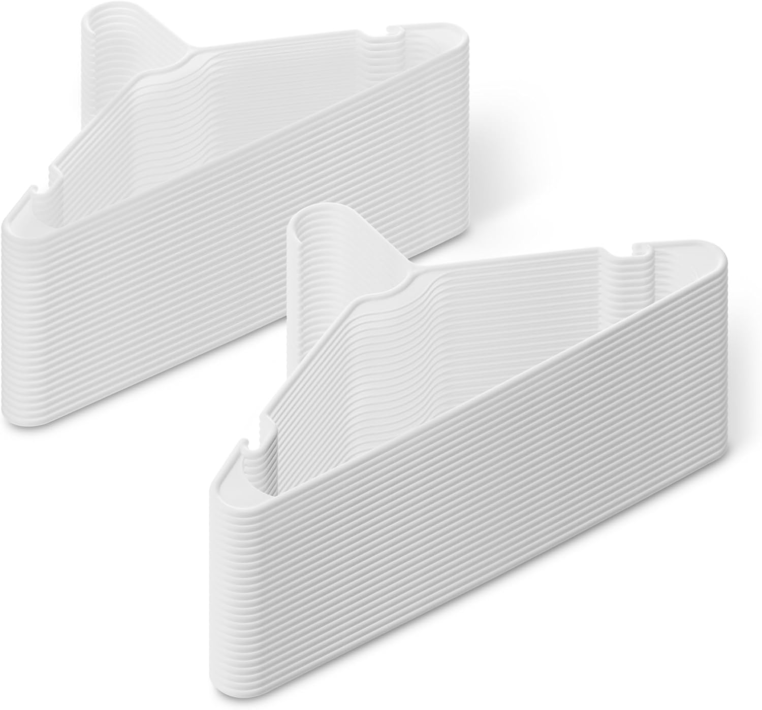 Amazon Basics Plastic Clothes Hangers. Adult Size. White. Pack of 50