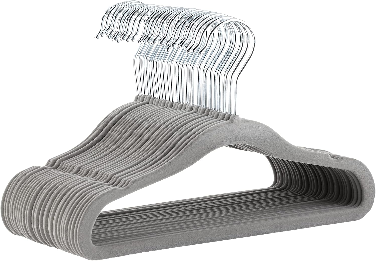 Amazon Basics Kids Velvet. Non-Slip Clothes Hangers (baby/toddler). 11.6 inches (for baby clothes). Pack of 30. Gray